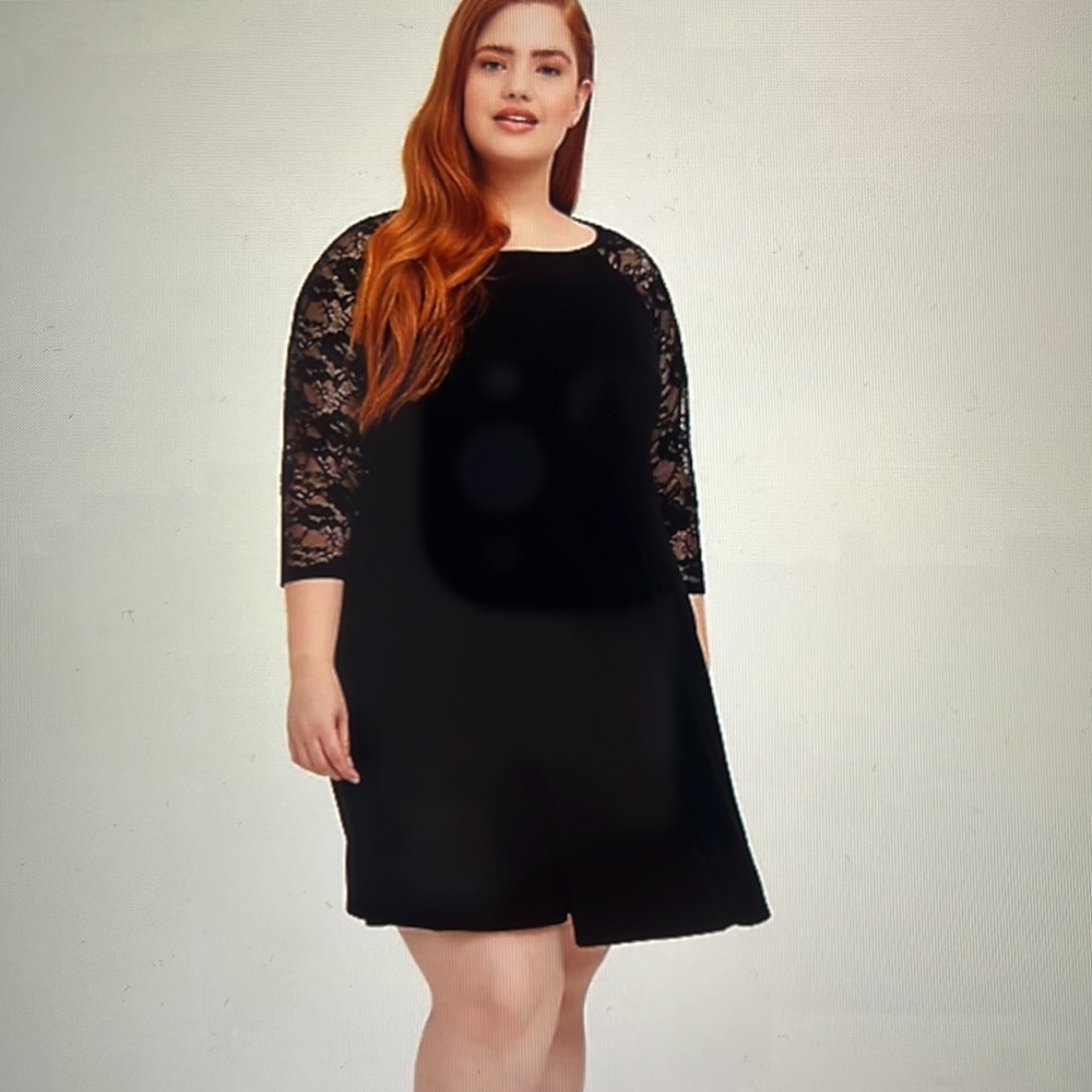 Torrid Jersey and Lace Black Trapeze dress size 3